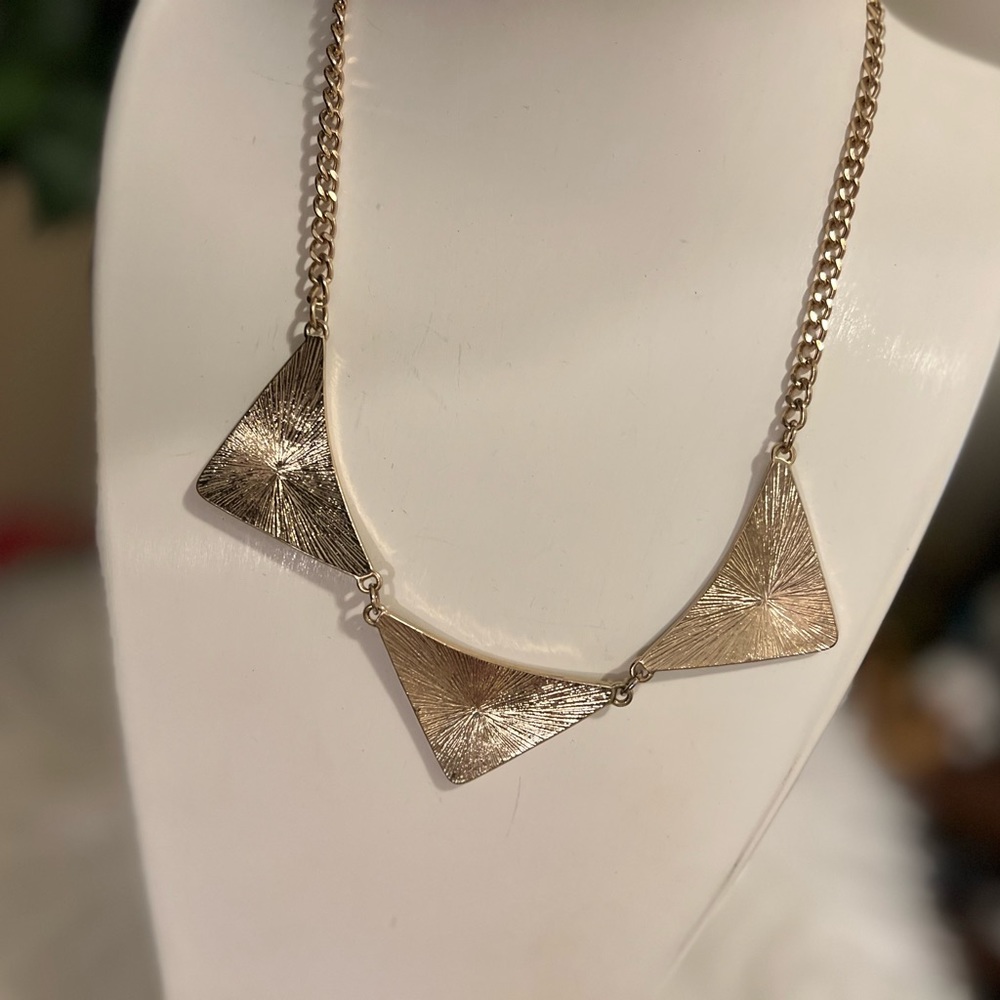 Mint Green Enamel Triangle Statement Necklace - image 4